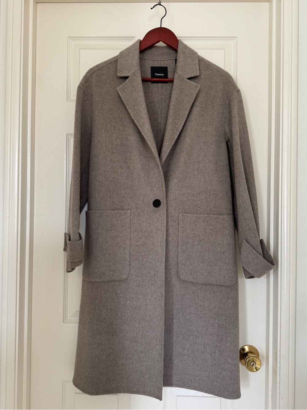 Theory Oatmeal Wool Blend Coat